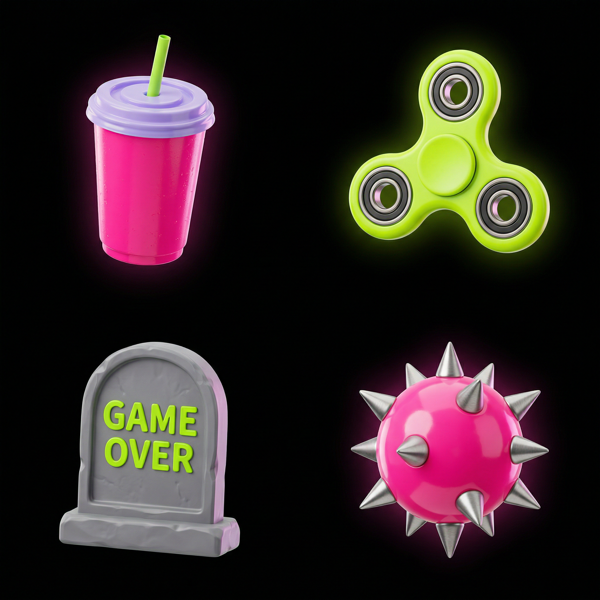 AI-generated neon 3D objects